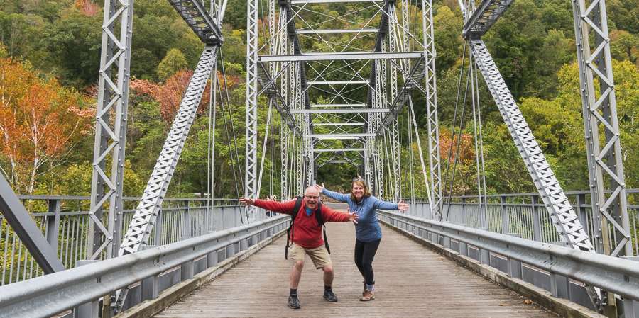 wva-new-river-gorge Brent and Missy being silly on walking bridge at New River Gorge National Park