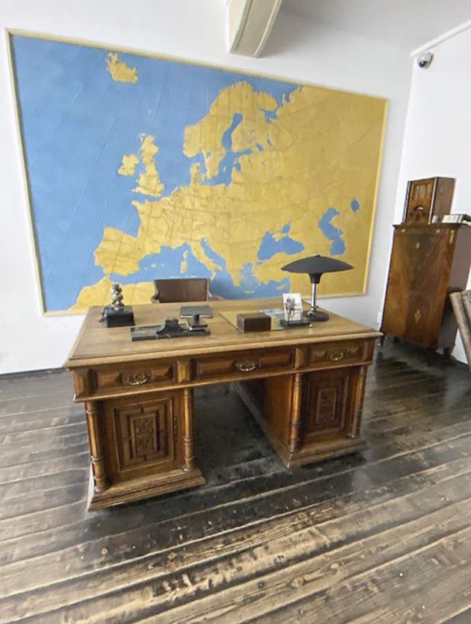 Oskar Schindler's wooden desk and map in his office